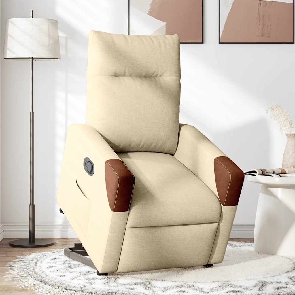 Relaxsessel mit Aufstehhilfe Creme Stoff