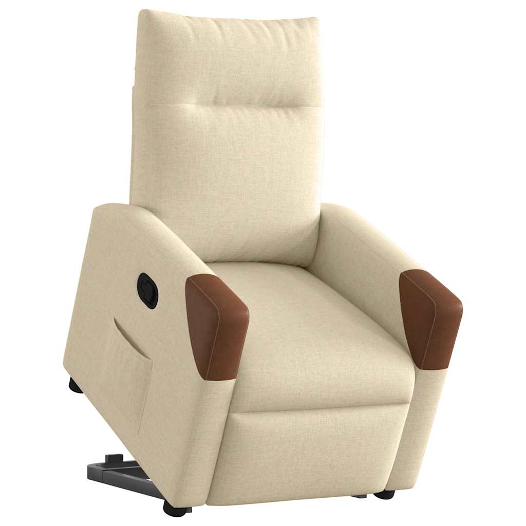 Relaxsessel mit Aufstehhilfe Creme Stoff