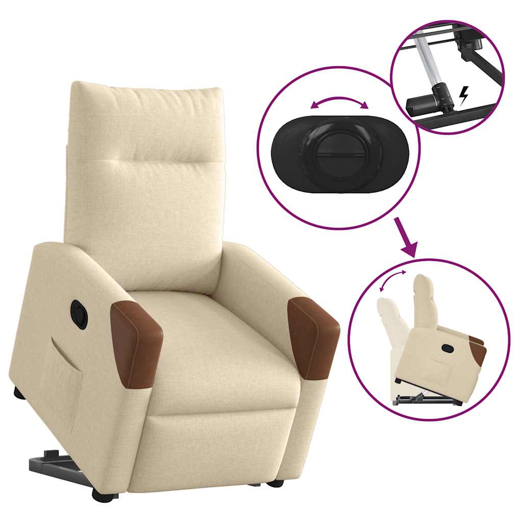 Relaxsessel mit Aufstehhilfe Creme Stoff