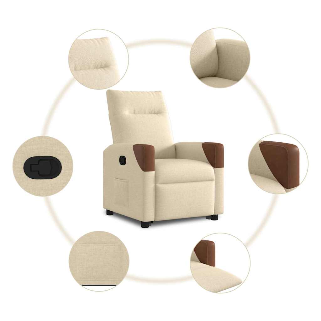 Relaxsessel mit Aufstehhilfe Creme Stoff