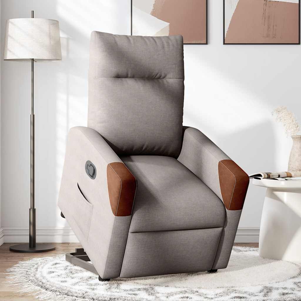 Relaxsessel mit Aufstehhilfe Taupe Stoff