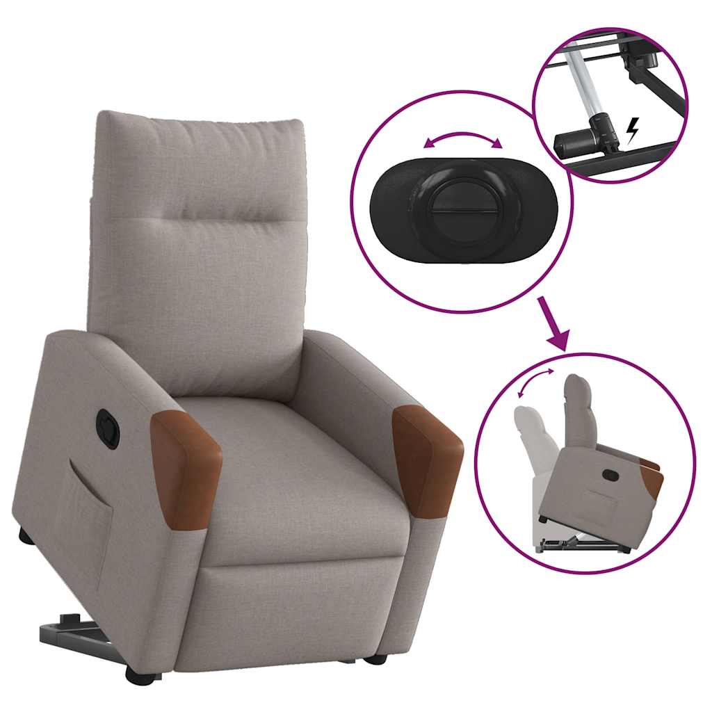 Relaxsessel mit Aufstehhilfe Taupe Stoff