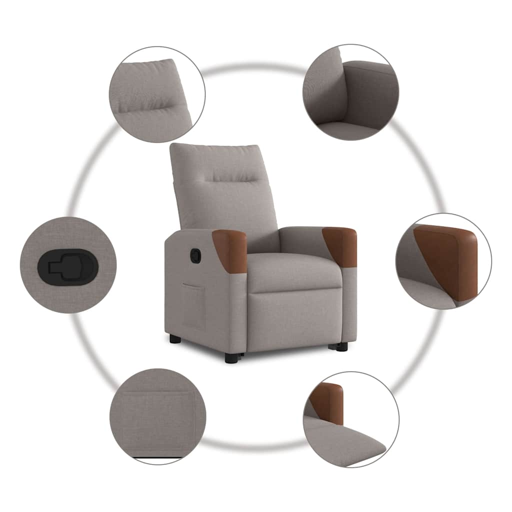Relaxsessel mit Aufstehhilfe Taupe Stoff