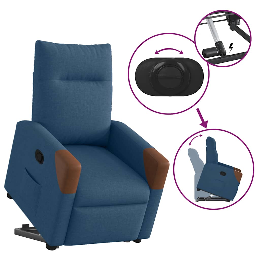 Relaxsessel mit Aufstehhilfe Blau Stoff