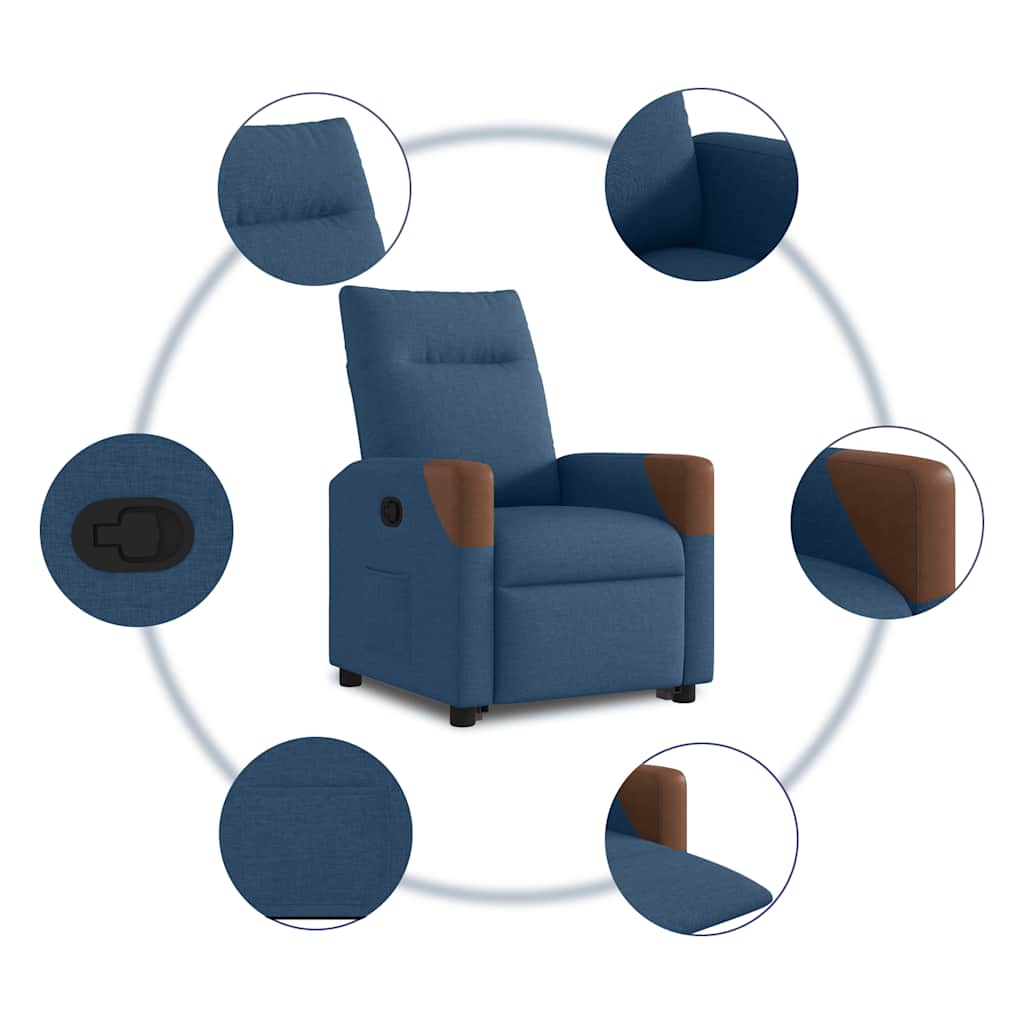 Relaxsessel mit Aufstehhilfe Blau Stoff