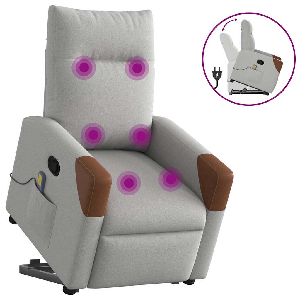 Fauteuil de massage avec aide à la verticalisation en tissu gris nuage