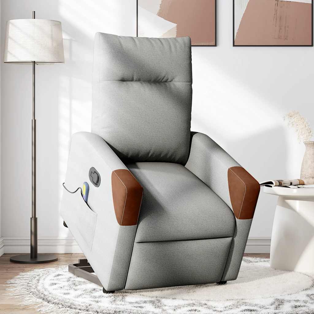 Fauteuil de massage avec aide à la verticalisation en tissu gris nuage