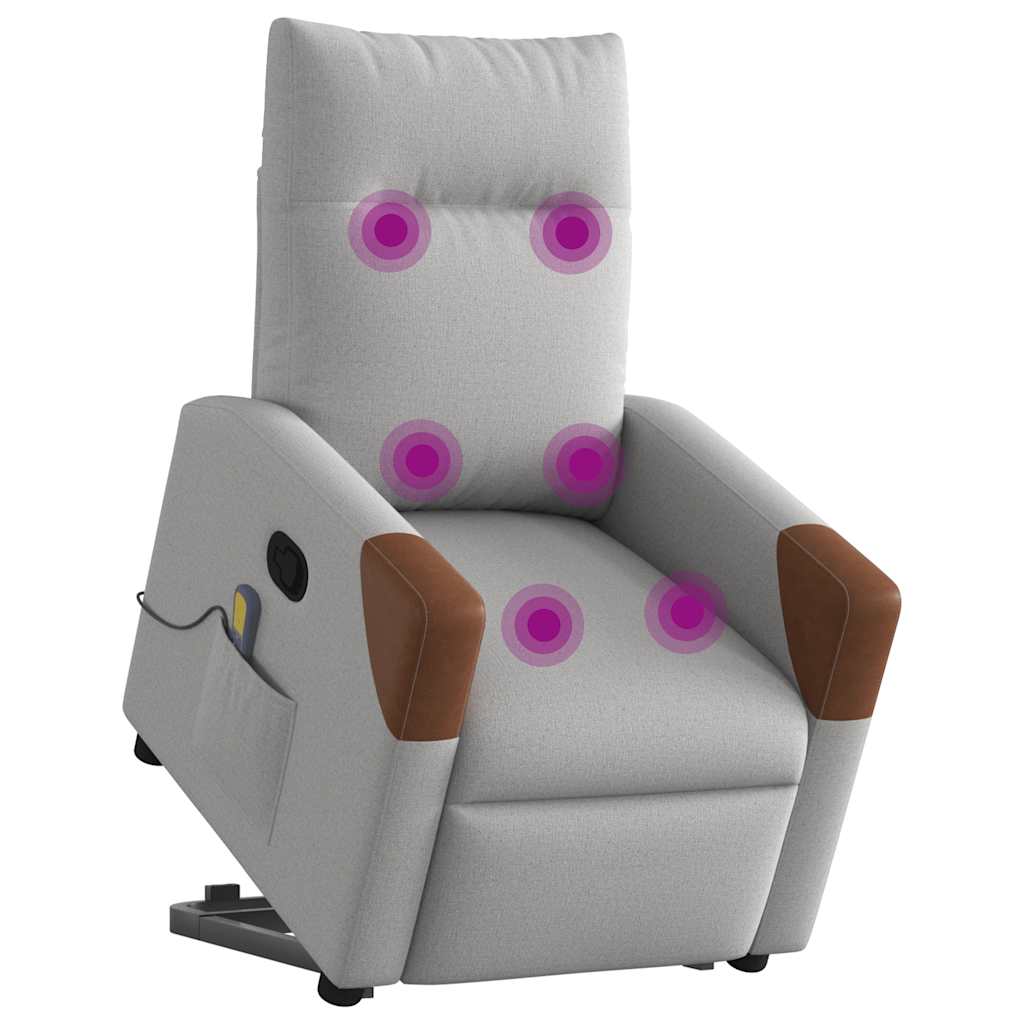 Fauteuil de massage avec aide à la verticalisation en tissu gris nuage