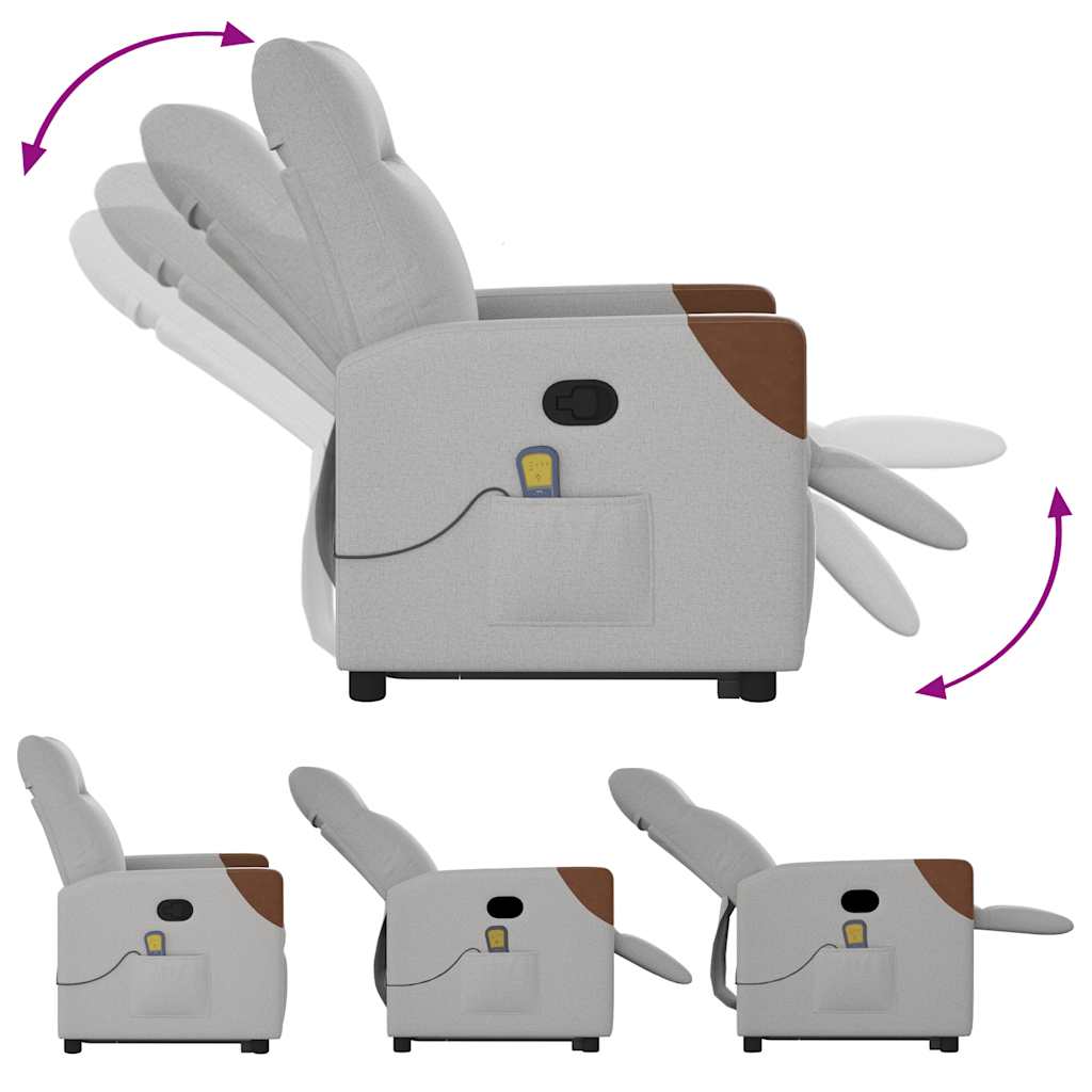 Fauteuil de massage avec aide à la verticalisation en tissu gris nuage