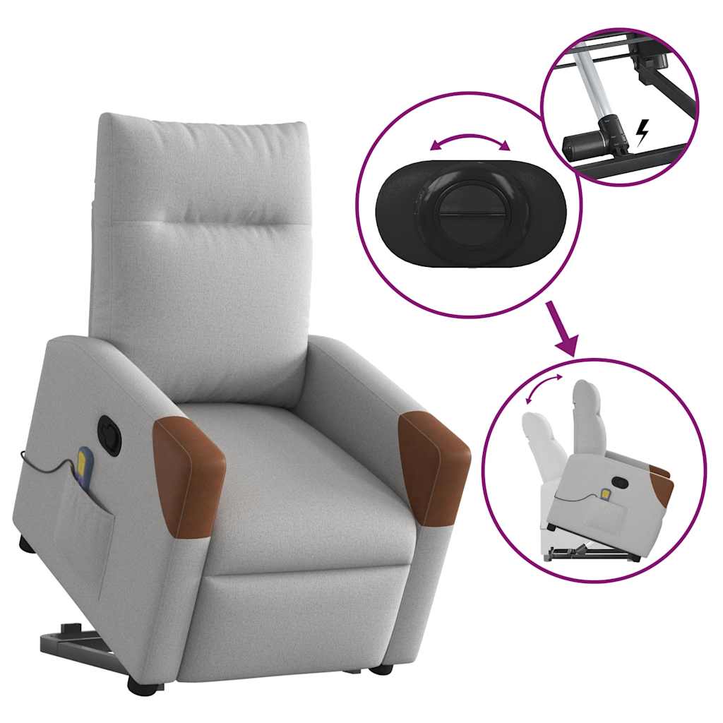 Fauteuil de massage avec aide à la verticalisation en tissu gris nuage
