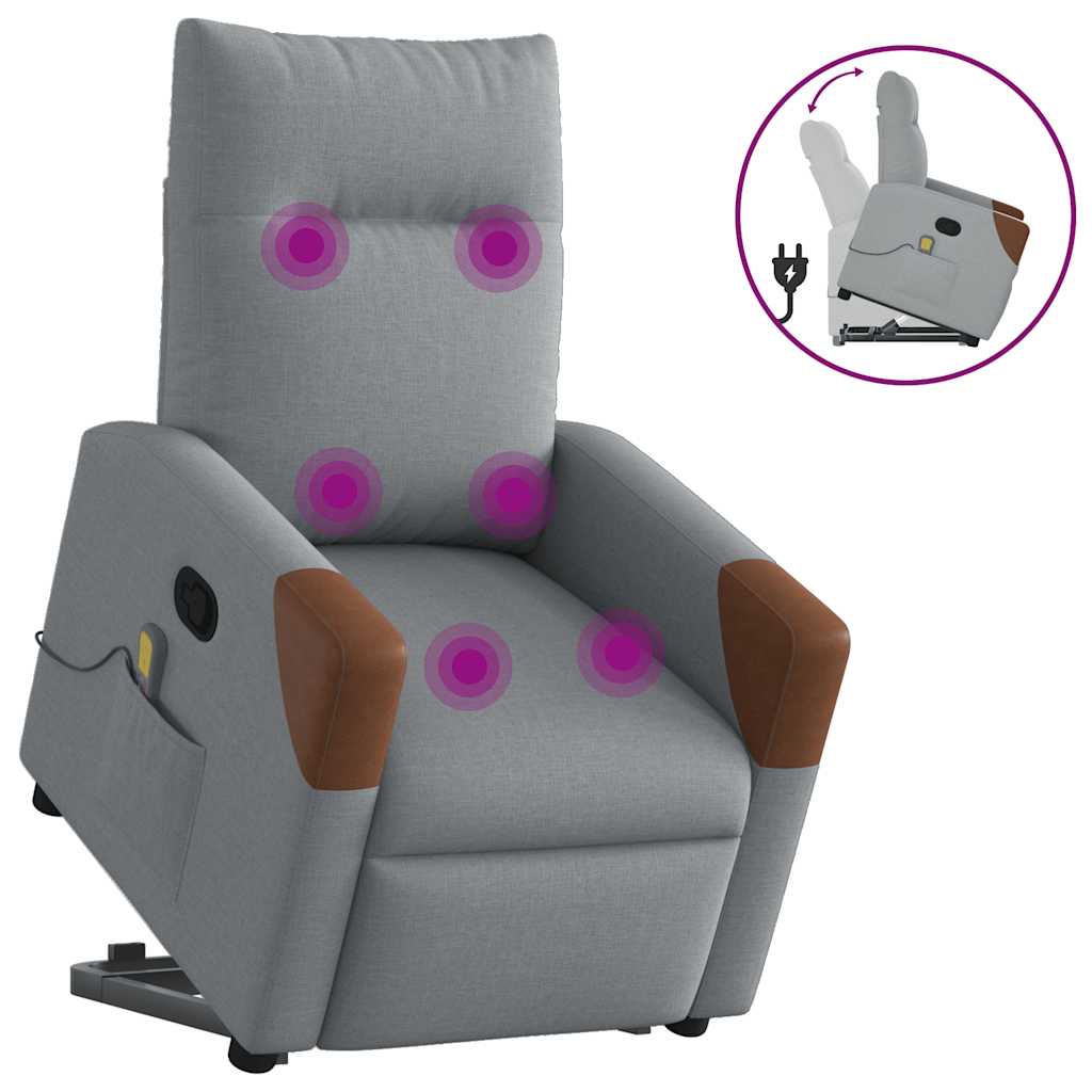 Fauteuil de massage avec aide à la verticalisation en tissu gris clair