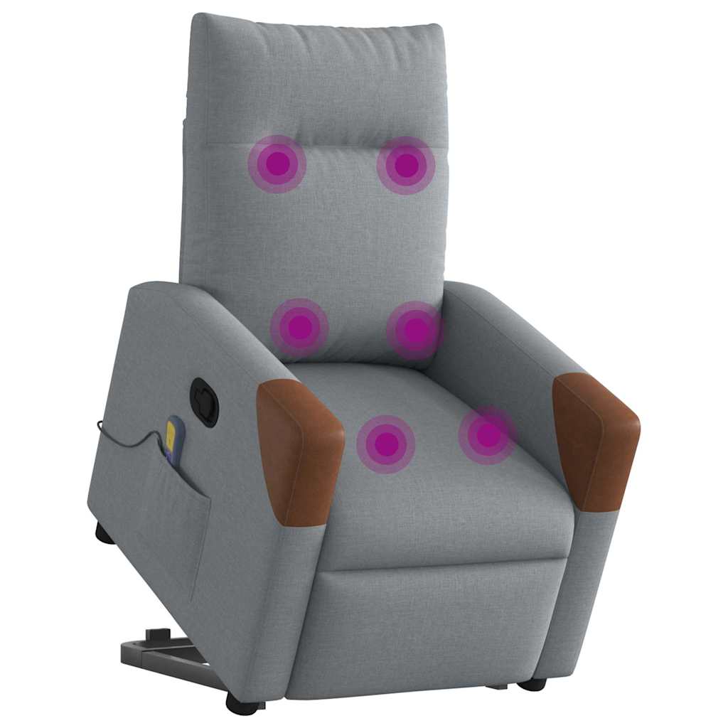Fauteuil de massage avec aide à la verticalisation en tissu gris clair