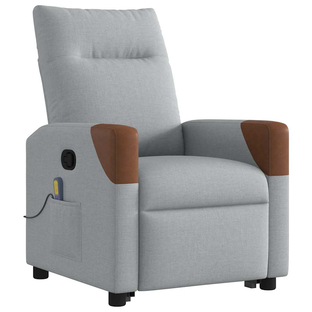 Fauteuil de massage avec aide à la verticalisation en tissu gris clair