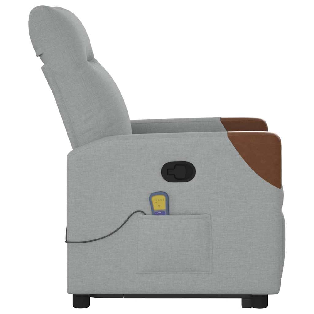 Fauteuil de massage avec aide à la verticalisation en tissu gris clair