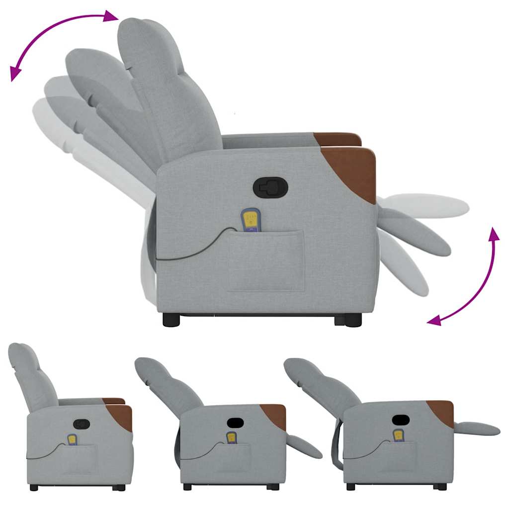 Fauteuil de massage avec aide à la verticalisation en tissu gris clair