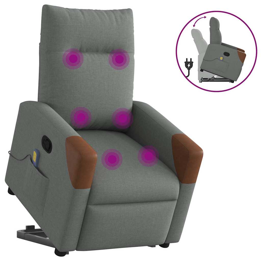 Fauteuil de massage avec aide au verticalisation en tissu gris foncé