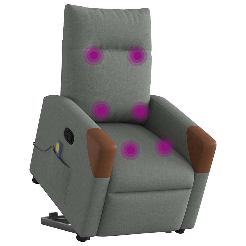 Fauteuil de massage avec aide au verticalisation en tissu gris foncé