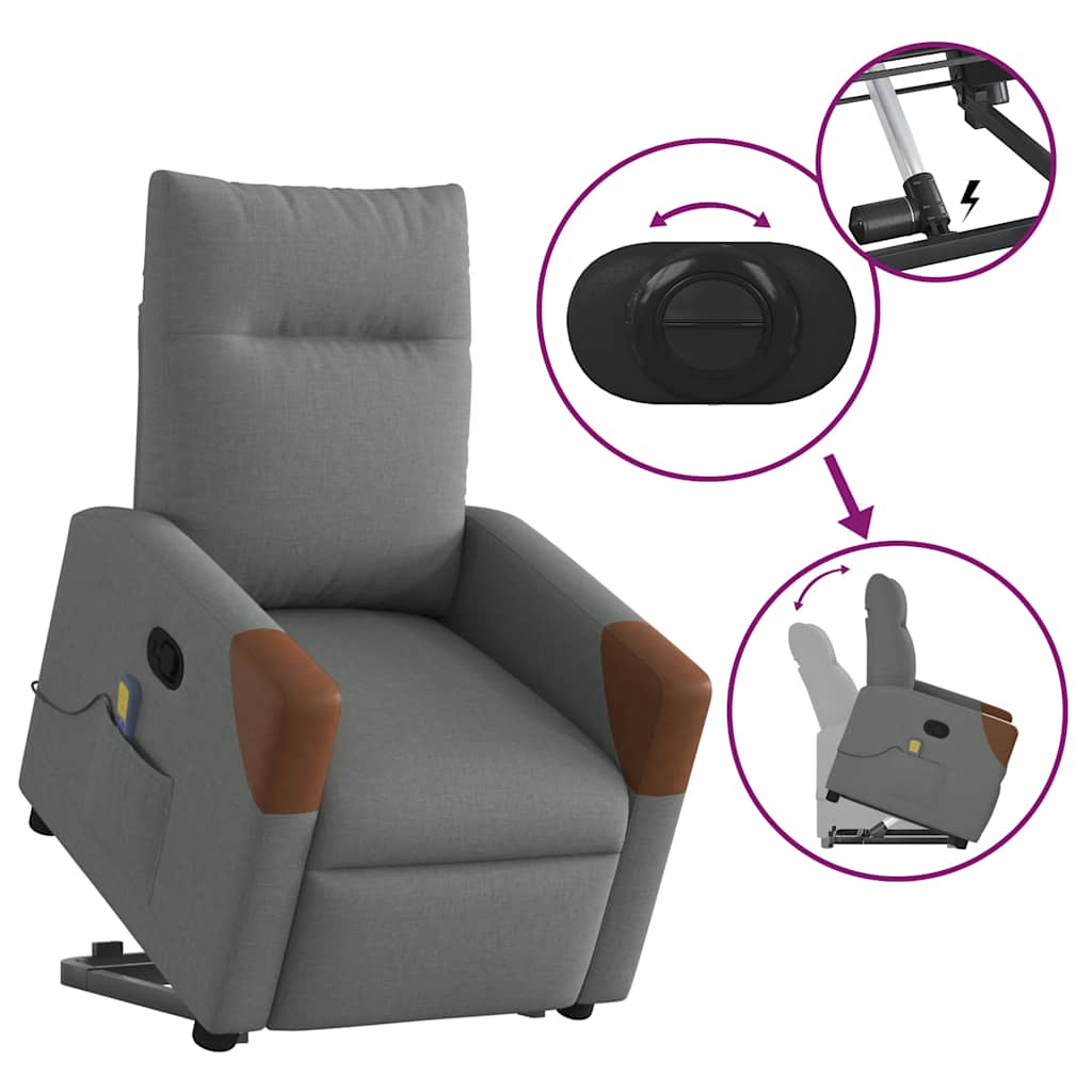Fauteuil de massage avec aide au verticalisation en tissu gris foncé