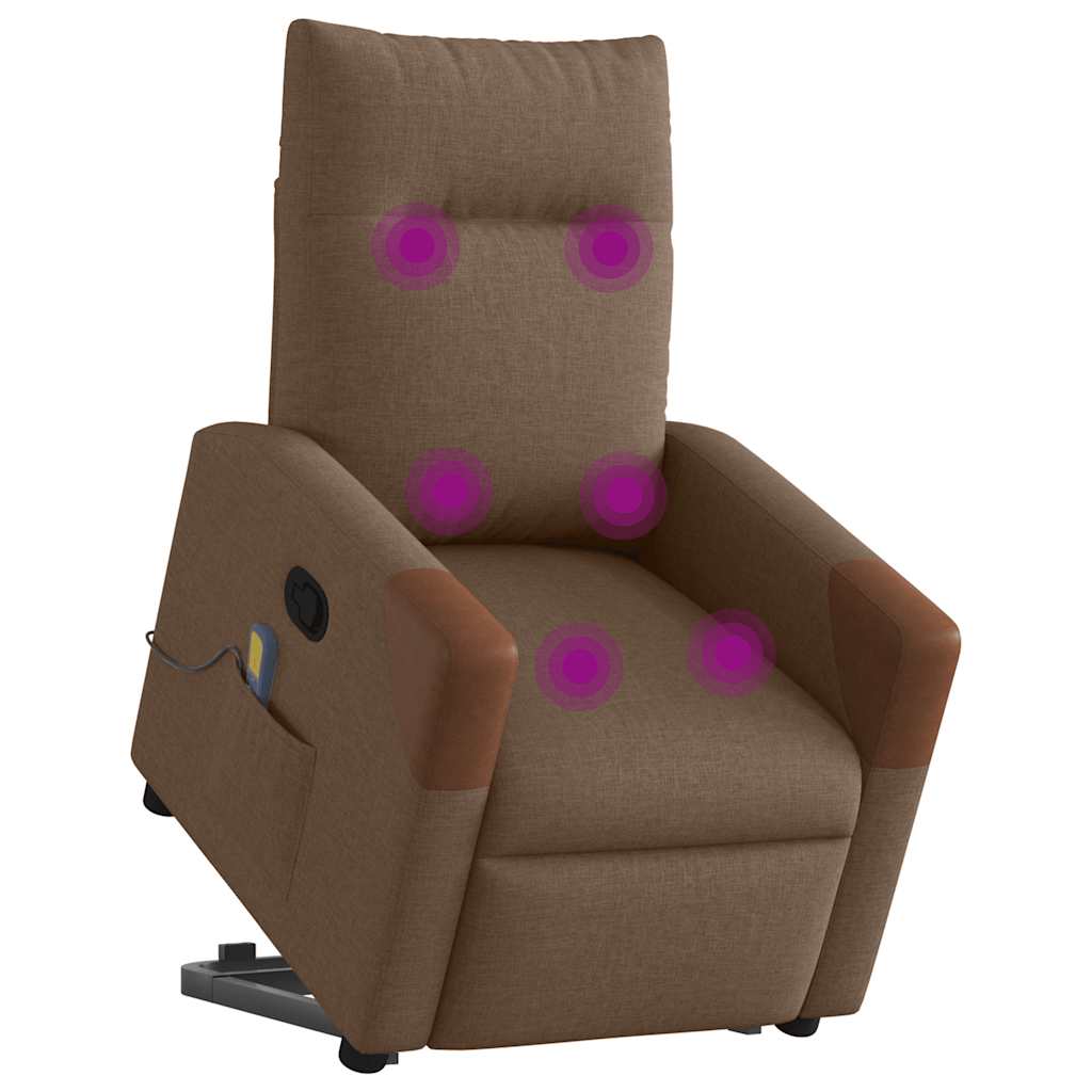 Massagesessel mit Aufstehhilfe Braun Stoff