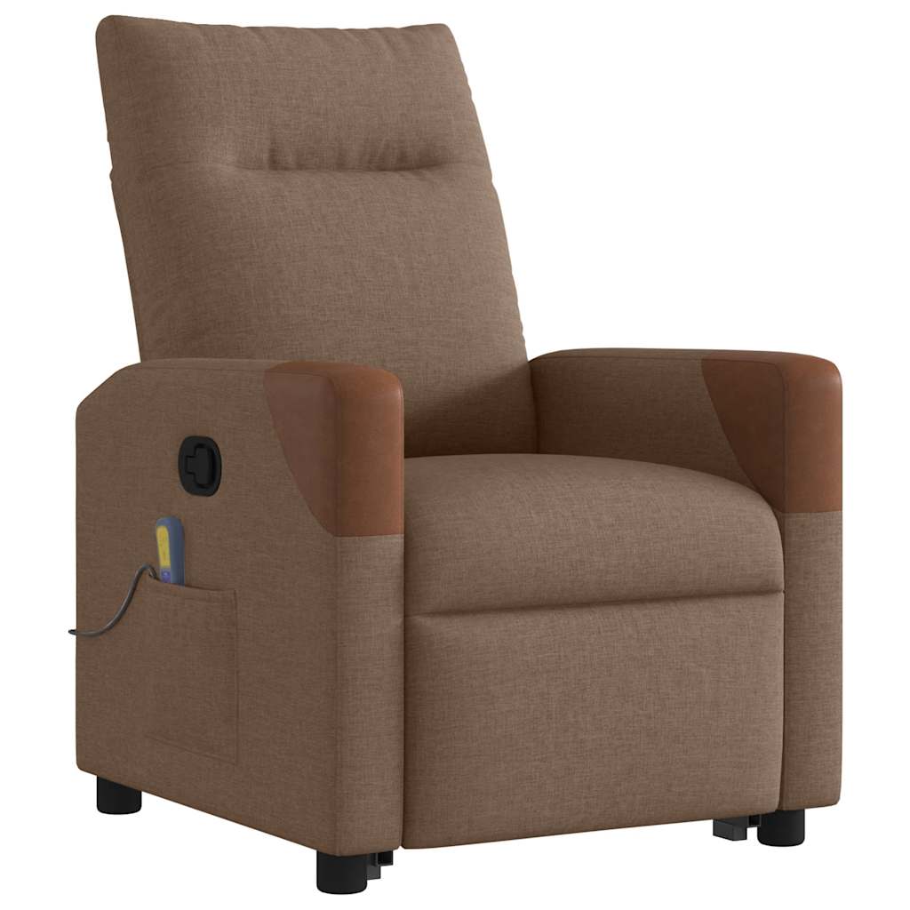 Massagesessel mit Aufstehhilfe Braun Stoff