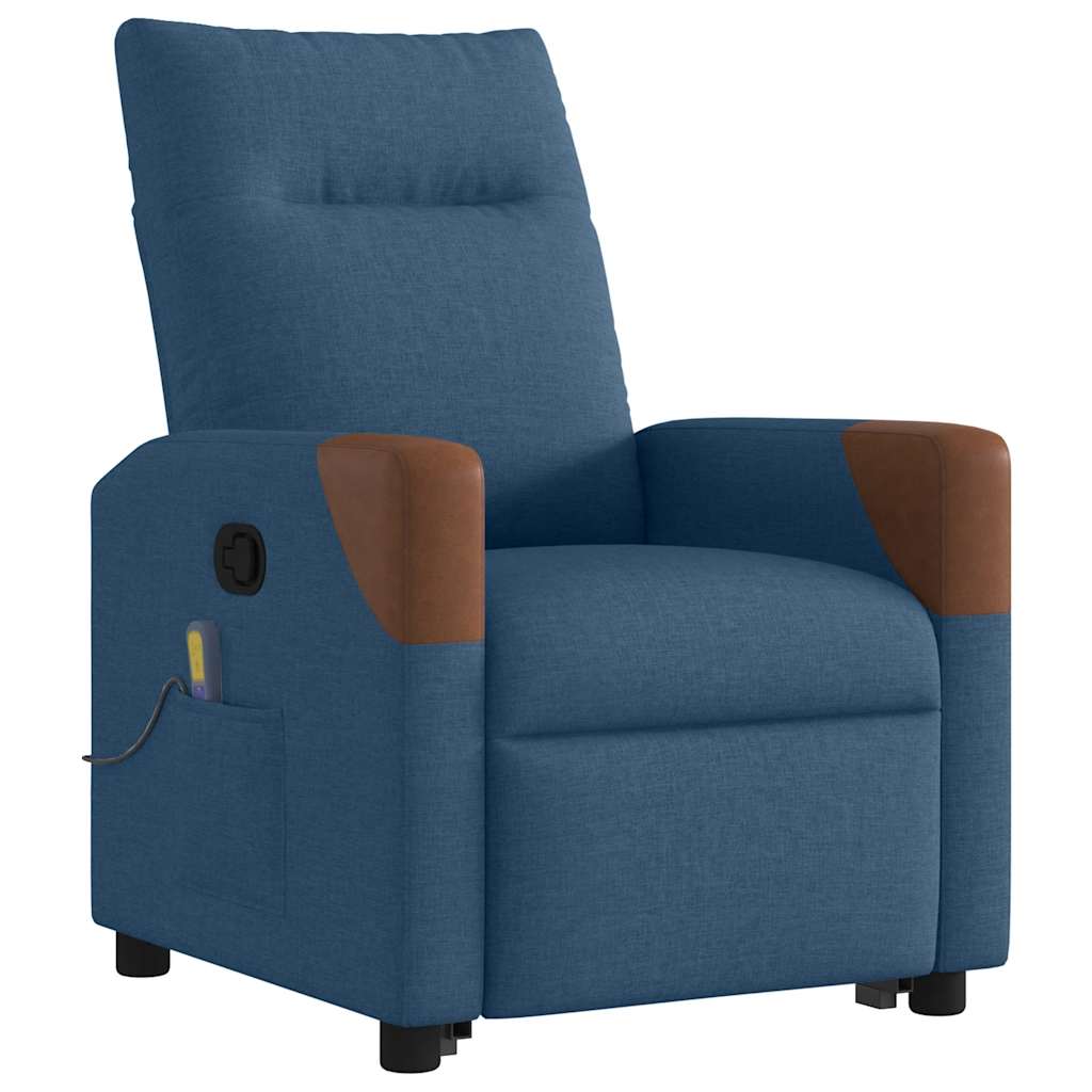 Massagesessel mit Aufstehhilfe Blau Stoff