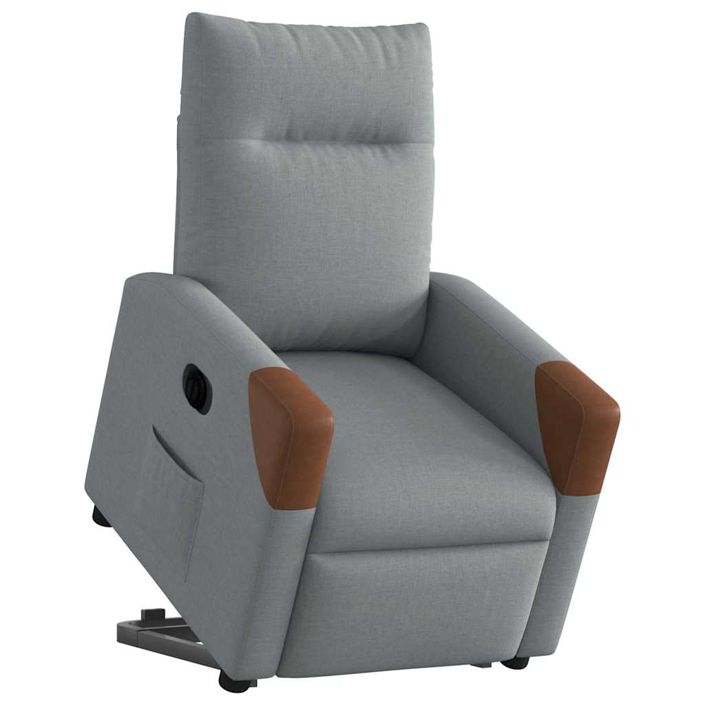 Fauteuil relax avec releveur électrique en tissu gris clair