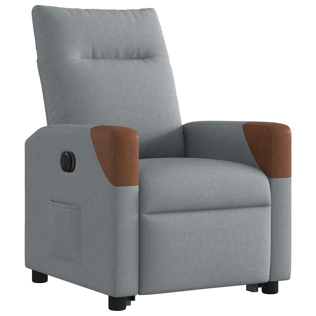 Fauteuil relax avec releveur électrique en tissu gris clair