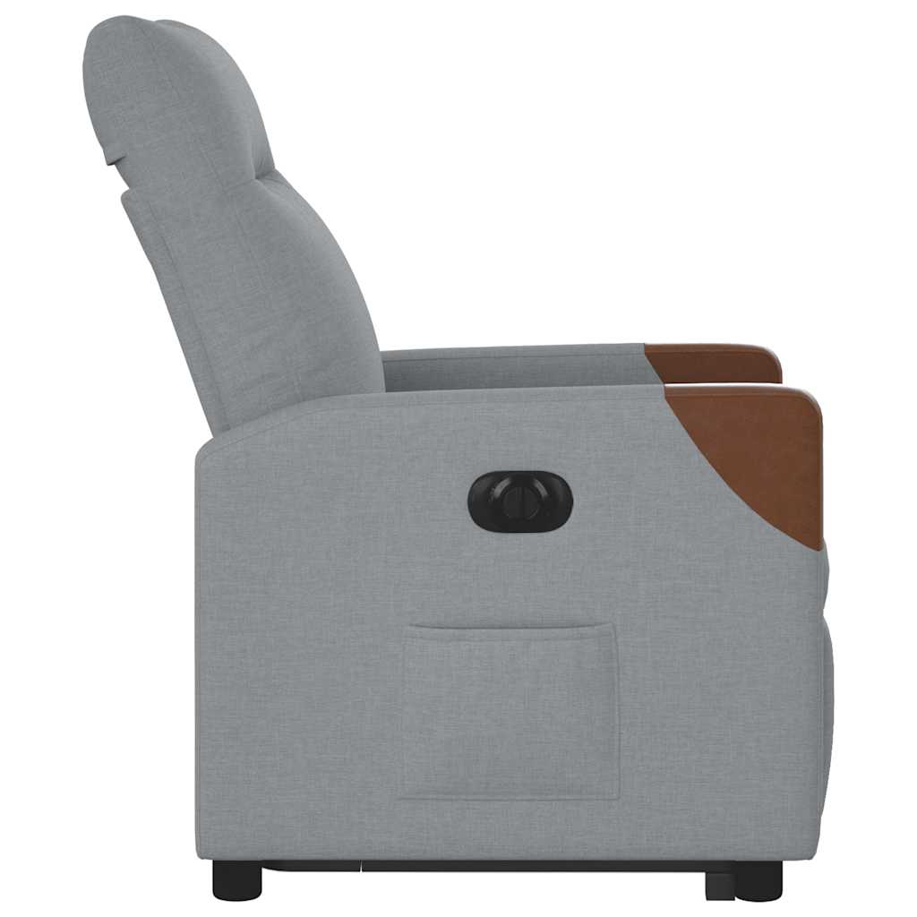 Fauteuil relax avec releveur électrique en tissu gris clair