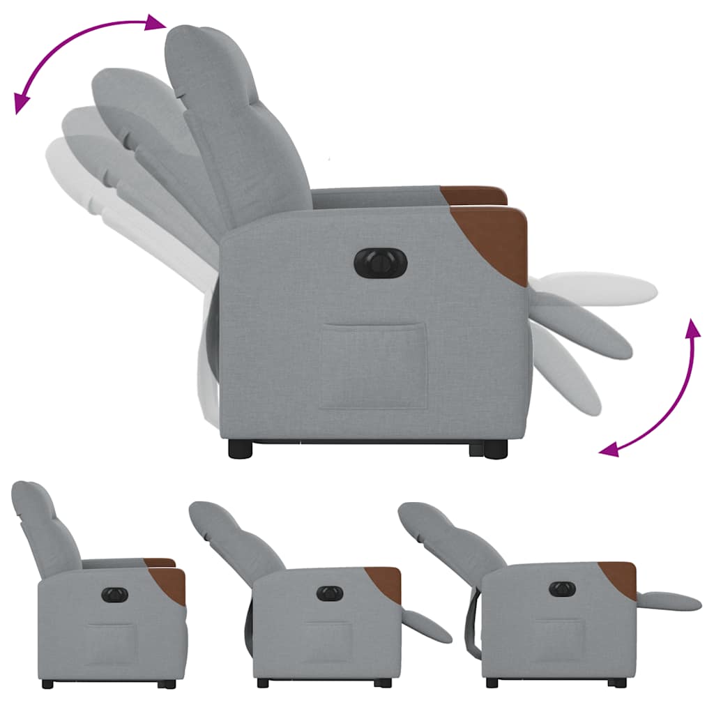 Fauteuil relax avec releveur électrique en tissu gris clair