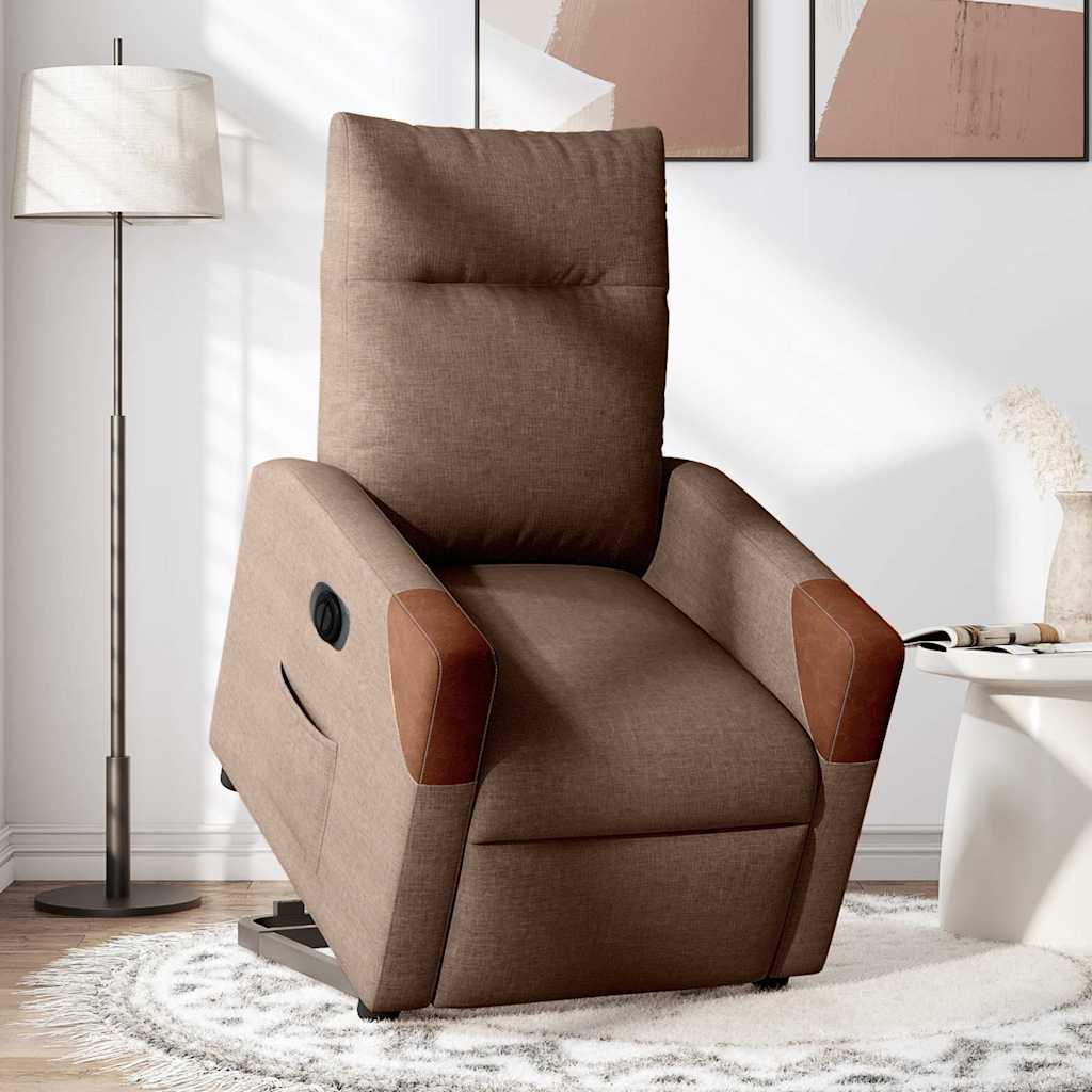 Relaxsessel mit Aufstehhilfe Elektrisch Braun Stoff