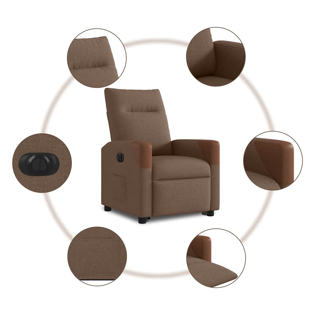 Relaxsessel mit Aufstehhilfe Elektrisch Braun Stoff