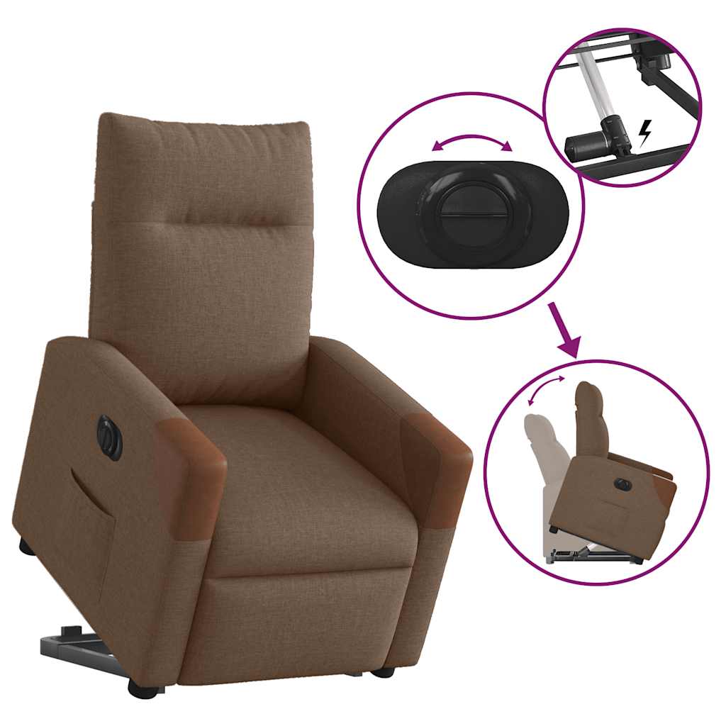 Relaxsessel mit Aufstehhilfe Elektrisch Braun Stoff