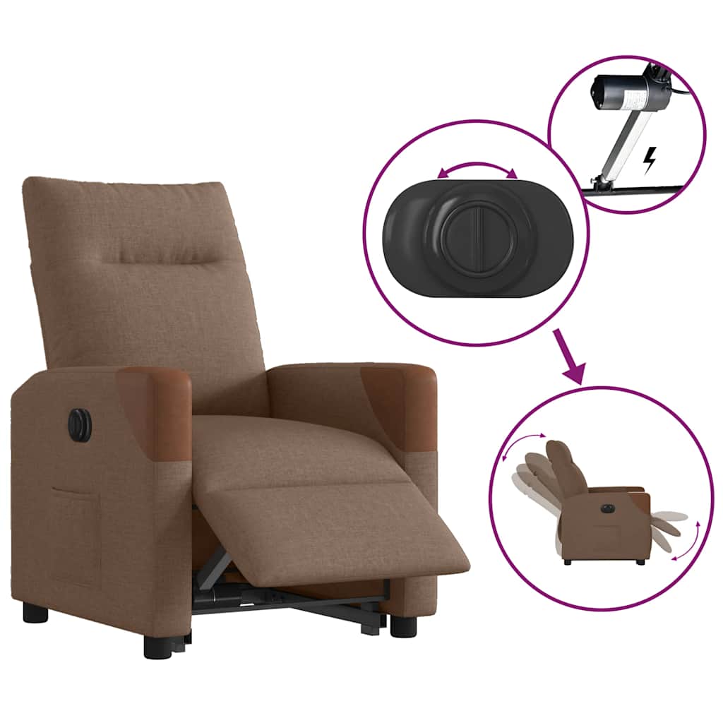 Relaxsessel mit Aufstehhilfe Elektrisch Braun Stoff