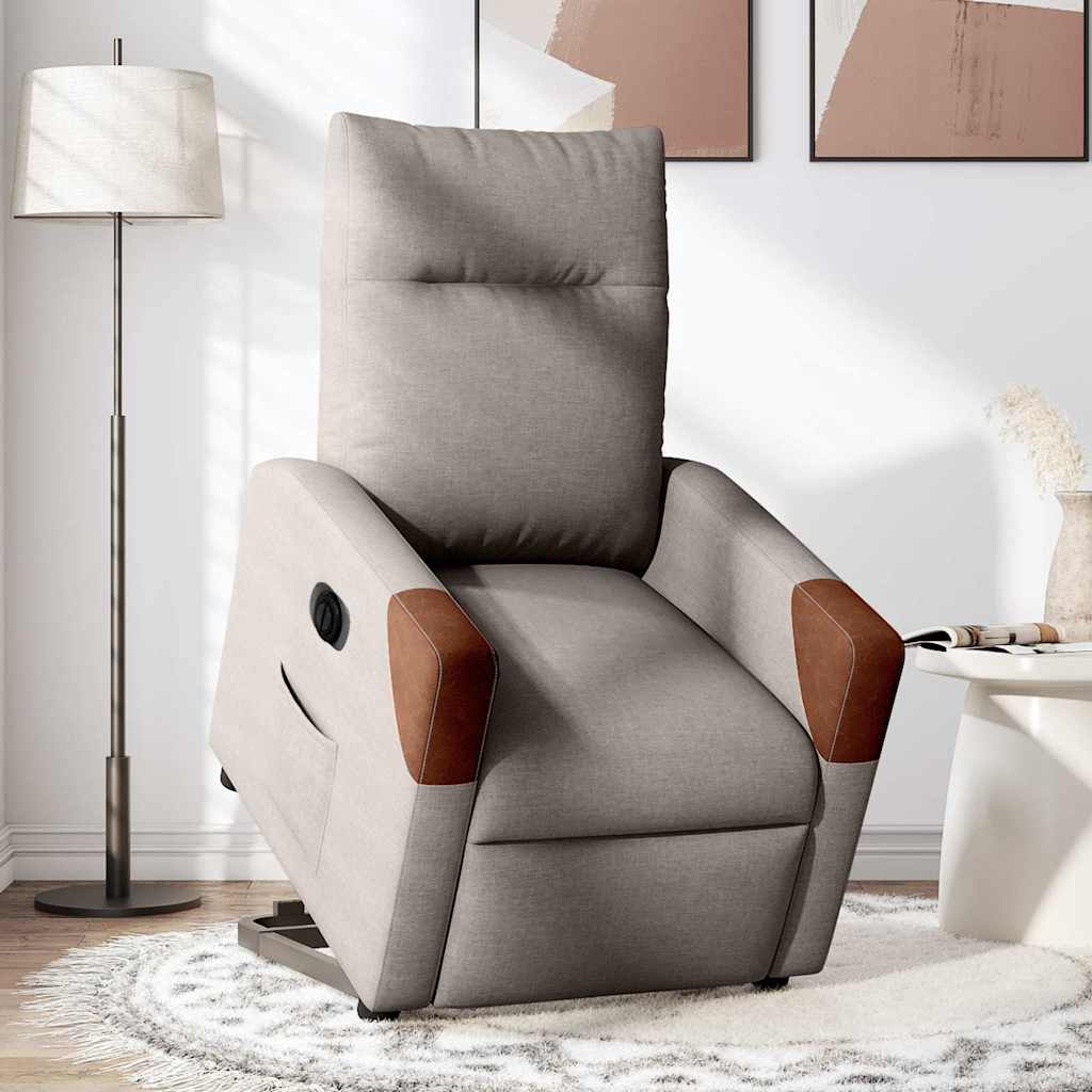 Relaxsessel mit Aufstehhilfe Elektrisch Taupe Stoff