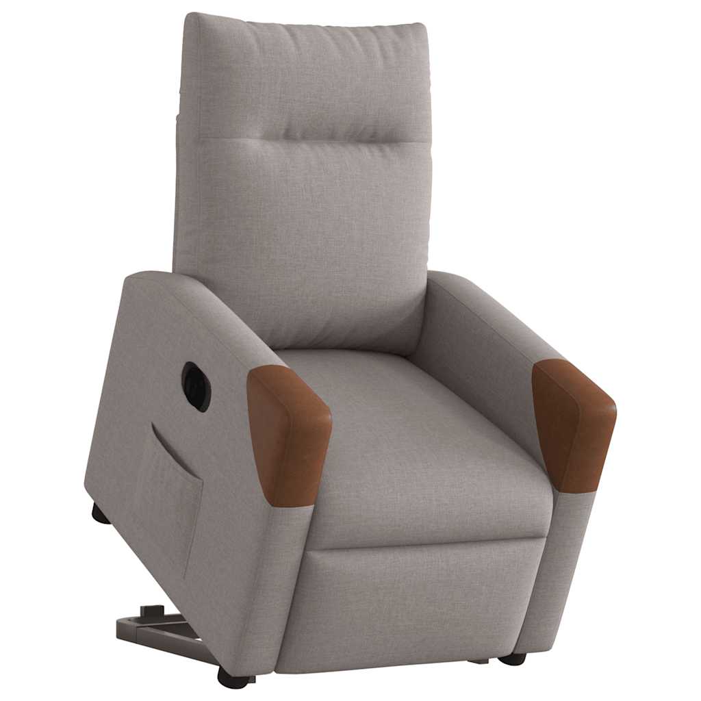 Relaxsessel mit Aufstehhilfe Elektrisch Taupe Stoff