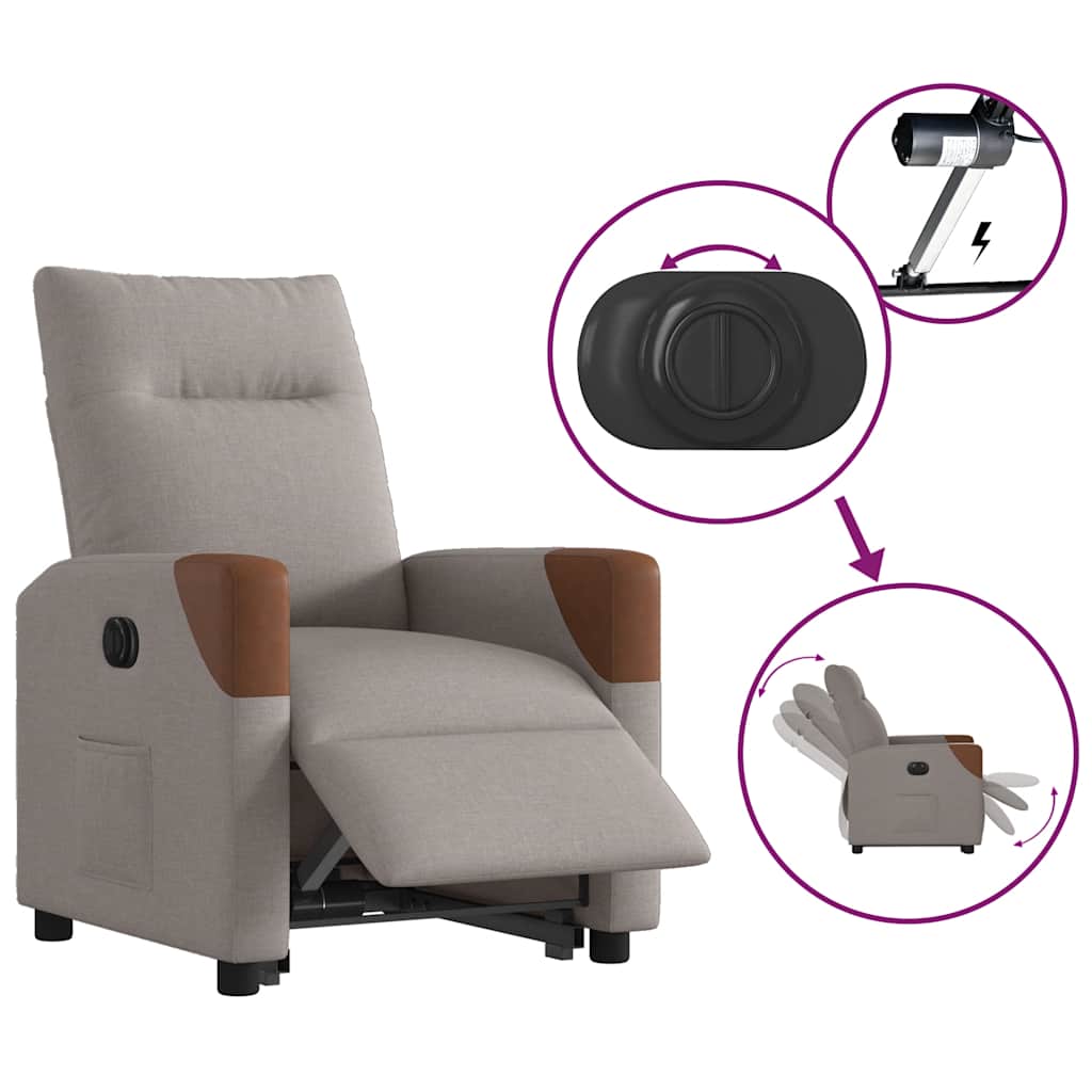 Relaxsessel mit Aufstehhilfe Elektrisch Taupe Stoff