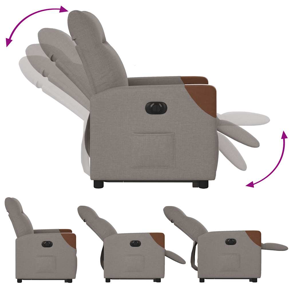 Relaxsessel mit Aufstehhilfe Elektrisch Taupe Stoff