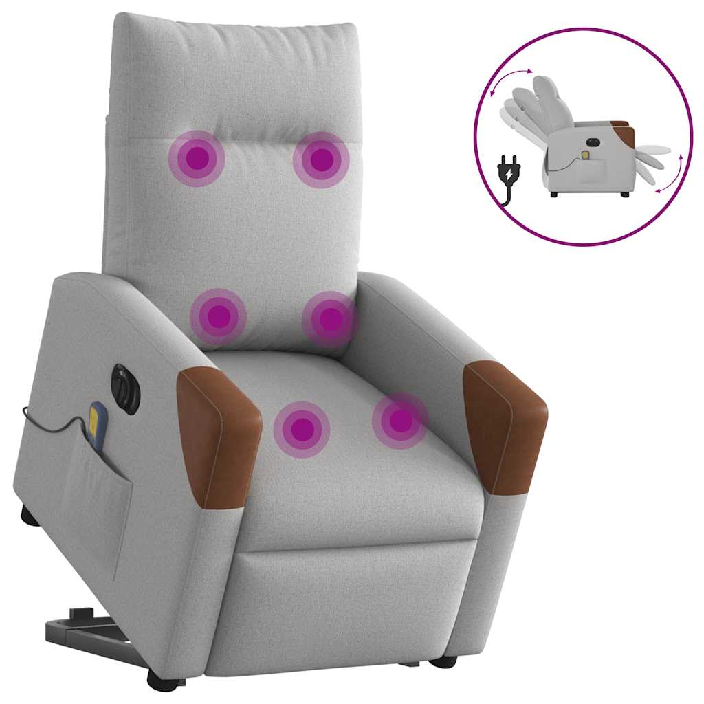 Fauteuil de massage avec aide électrique au verticalisation, tissu gris nuage