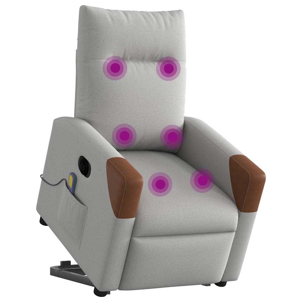 Fauteuil de massage avec aide électrique au verticalisation, tissu gris nuage