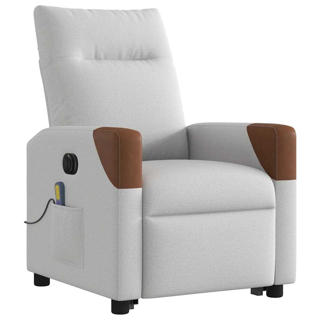Fauteuil de massage avec aide électrique au verticalisation, tissu gris nuage