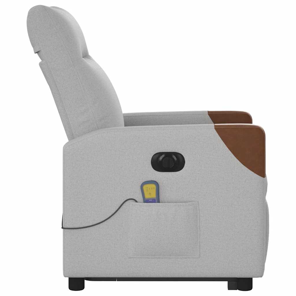 Fauteuil de massage avec aide électrique au verticalisation, tissu gris nuage