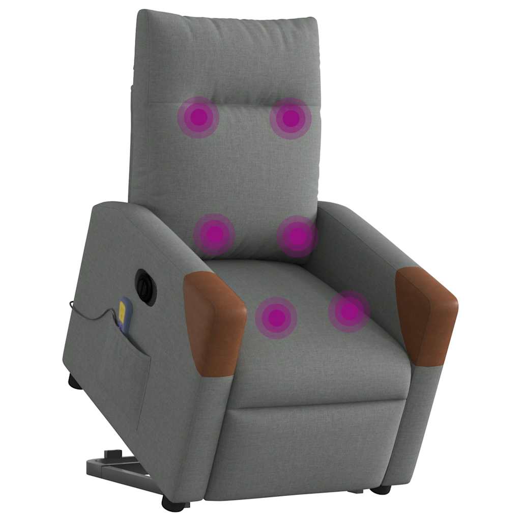 Fauteuil de massage électrique avec aide au verticalisation en tissu gris foncé