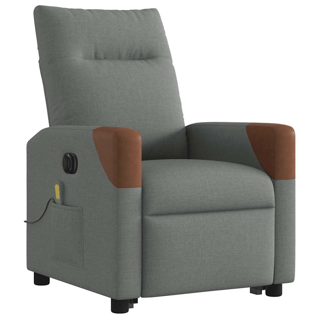 Fauteuil de massage électrique avec aide au verticalisation en tissu gris foncé