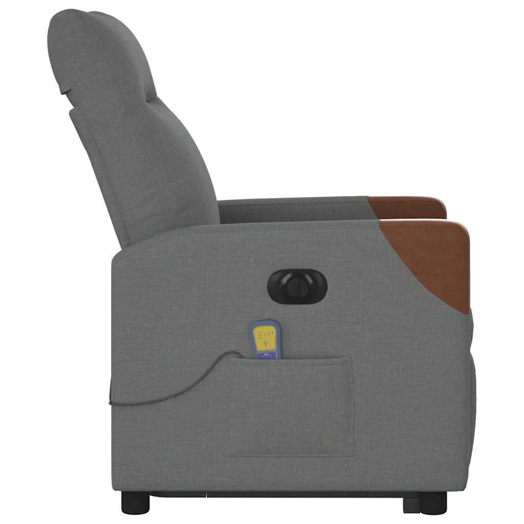 Fauteuil de massage électrique avec aide au verticalisation en tissu gris foncé