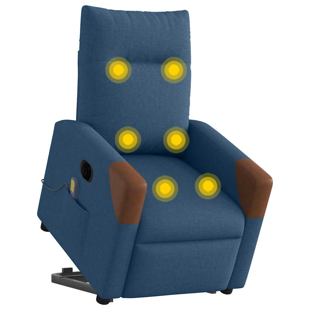 Massagesessel mit Aufstehhilfe Elektrisch Blau Stoff