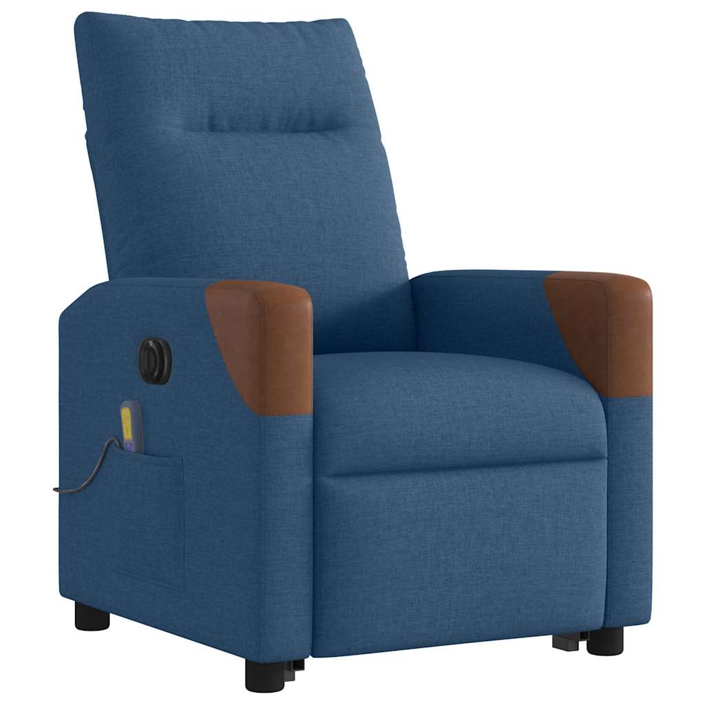 Massagesessel mit Aufstehhilfe Elektrisch Blau Stoff
