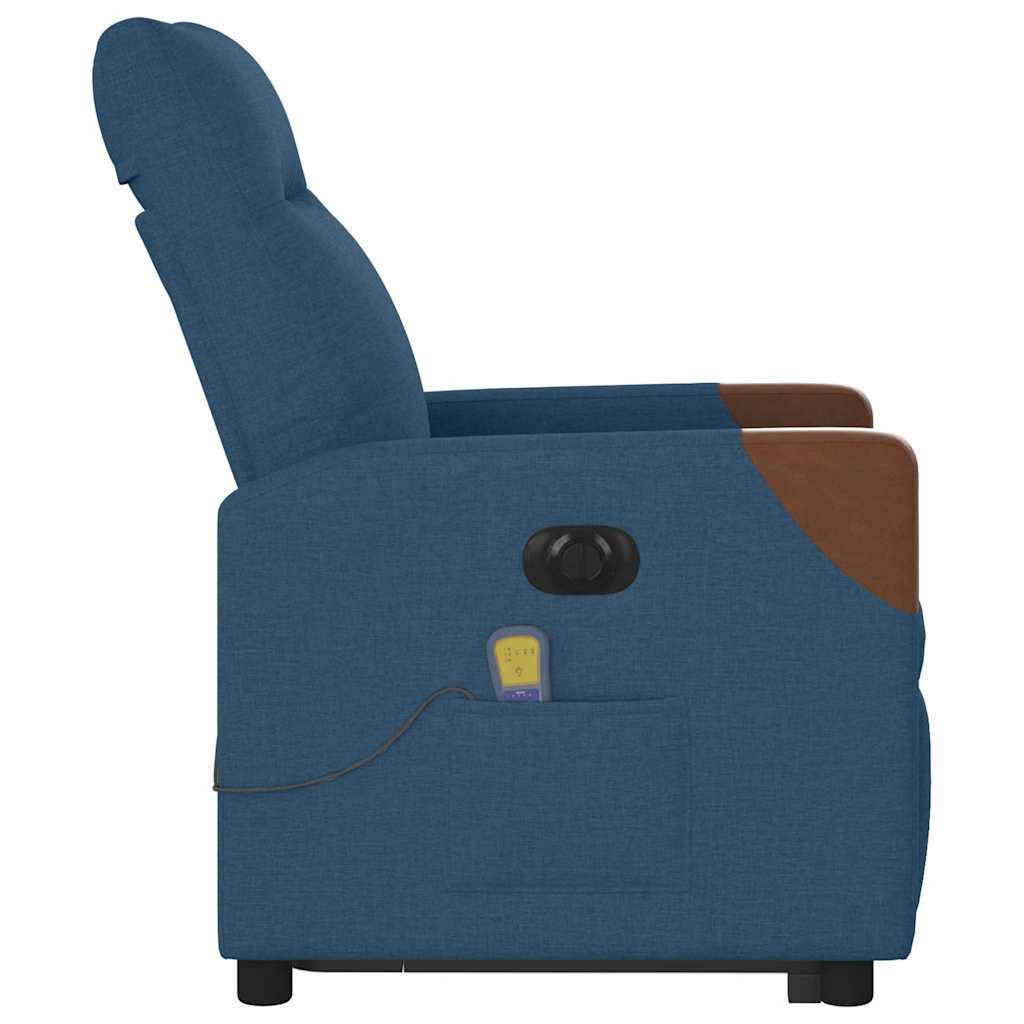 Massagesessel mit Aufstehhilfe Elektrisch Blau Stoff