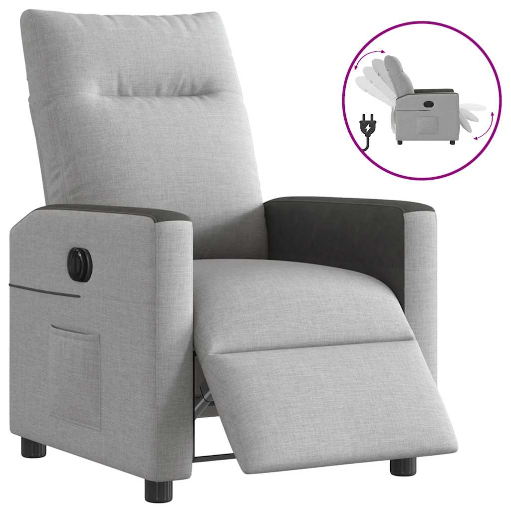 Fauteuil inclinable électrique en tissu gris nuage