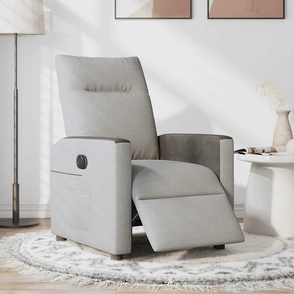 Fauteuil inclinable électrique en tissu gris nuage
