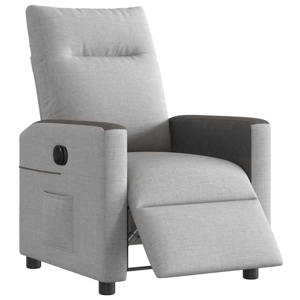 Fauteuil inclinable électrique en tissu gris nuage